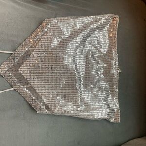 Silver Sequin Halter Top